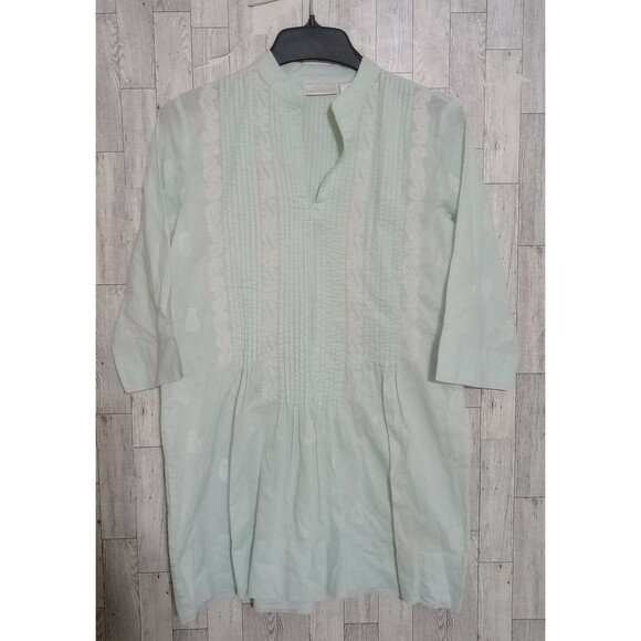 Soft Surroundings Tunic‎ Top Pintuck Embroidered Paisley Gauzy Coastal Medium - Picture 1 of 5